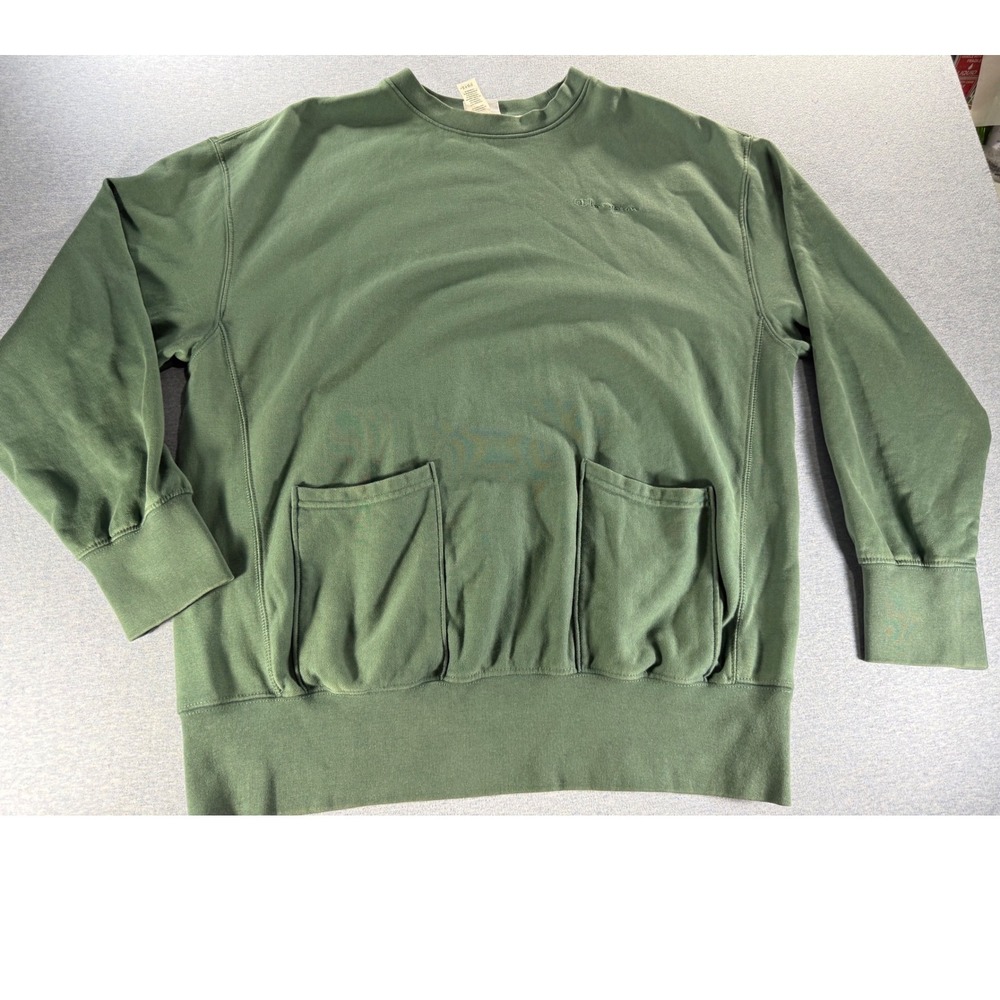 Champion Reverse Weave Sweatshirt Mens Medium Green Double Pocket Pullover